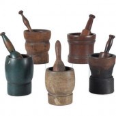 Five Turned Wood Mortars and P