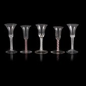 FIVE TWIST-STEM WINE GLASSES
M