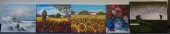 FIVE UNFRAMED OILS ON CANVAS,