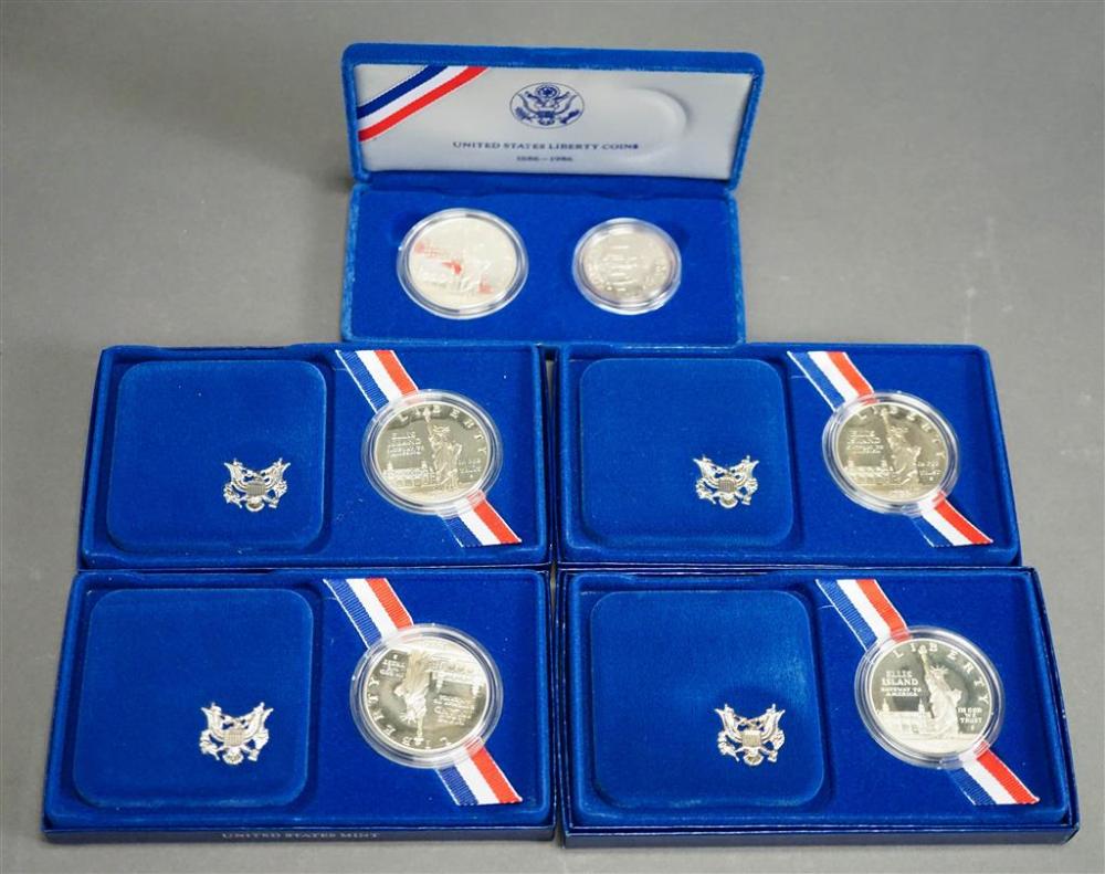 FIVE U.S. 1986-S LIBERTY SILVER
