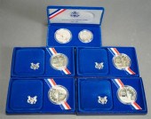 FIVE U.S. 1986-S LIBERTY SILVE