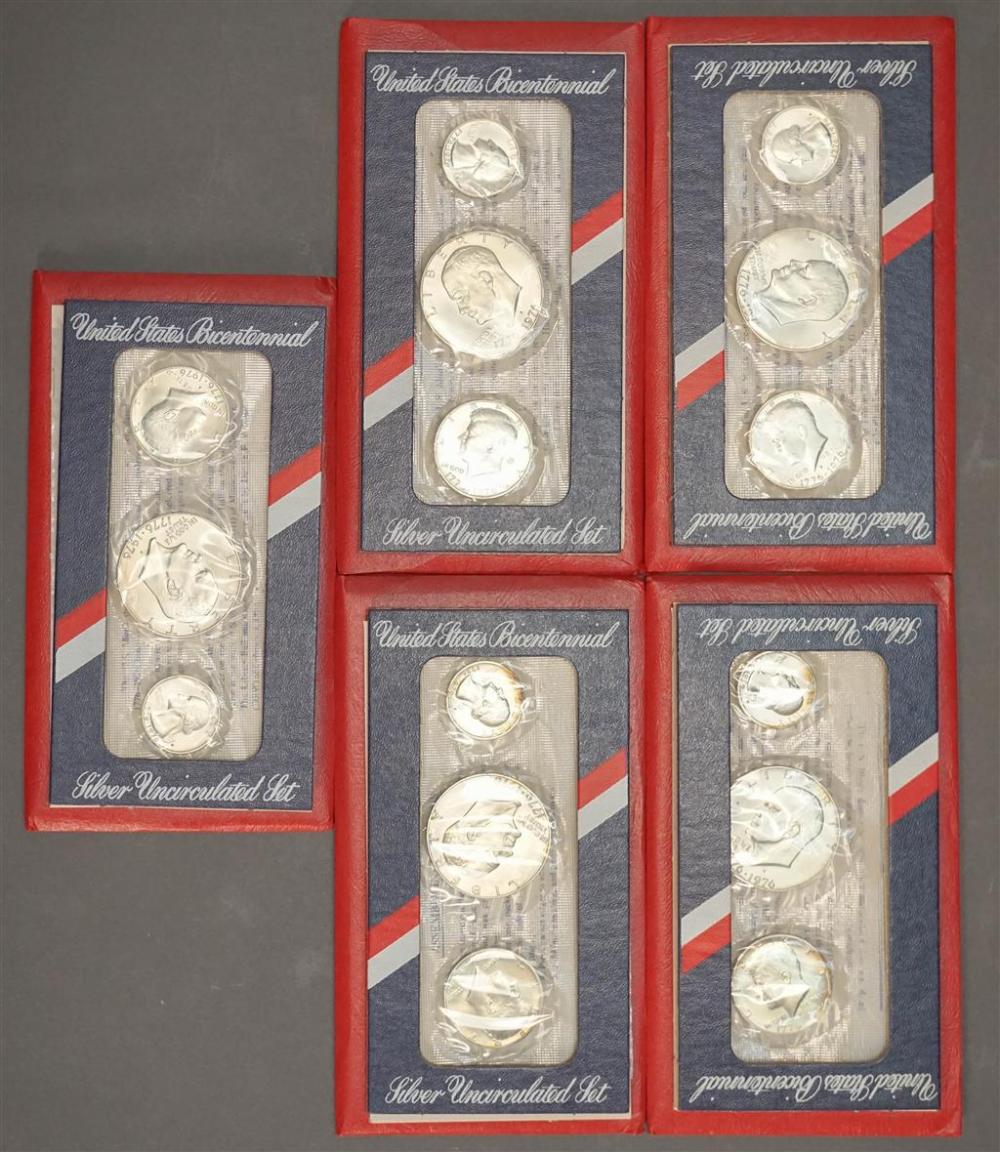 FIVE U.S. BICENTENNIAL SILVER