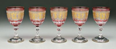 Five Val St. Lambert glasses: