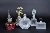 FIVE VARIED GLASS PERFUME BOTT