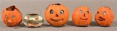 FIVE VARIOUS CARDBOARD JACK-O-