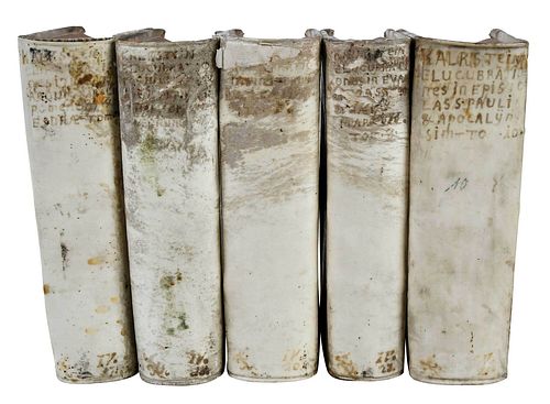 FIVE VELLUM BOUND THEOLOGICAL