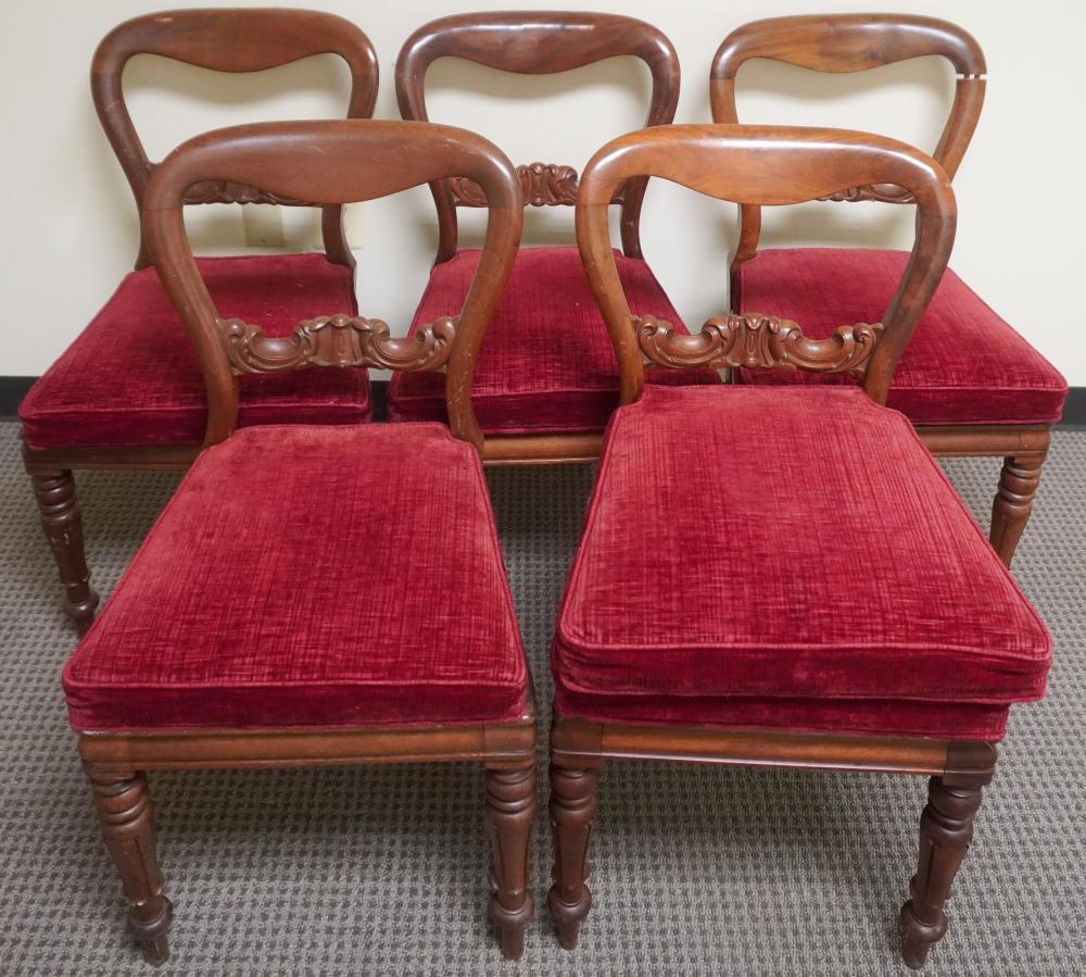 FIVE VICTORIAN MAHOGANY AND RED