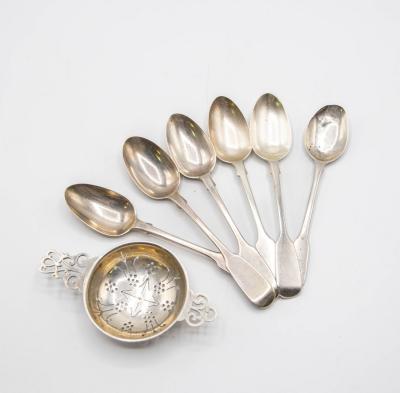 Five Victorian silver fiddle