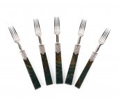 FIVE VICTORIAN SILVER MOUNTED