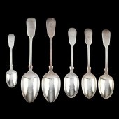 FIVE VICTORIAN SILVER TIPT PAT