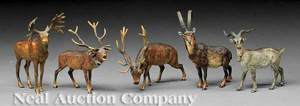 Five Vienna Cold Painted Bronze