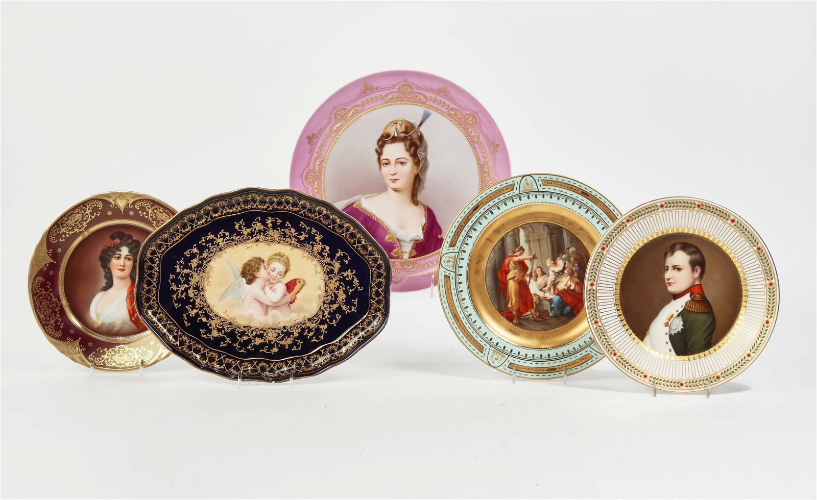 FIVE VIENNA STYLE PORCELAIN CABINET