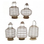 FIVE VINTAGE CHINESE WIREWORK