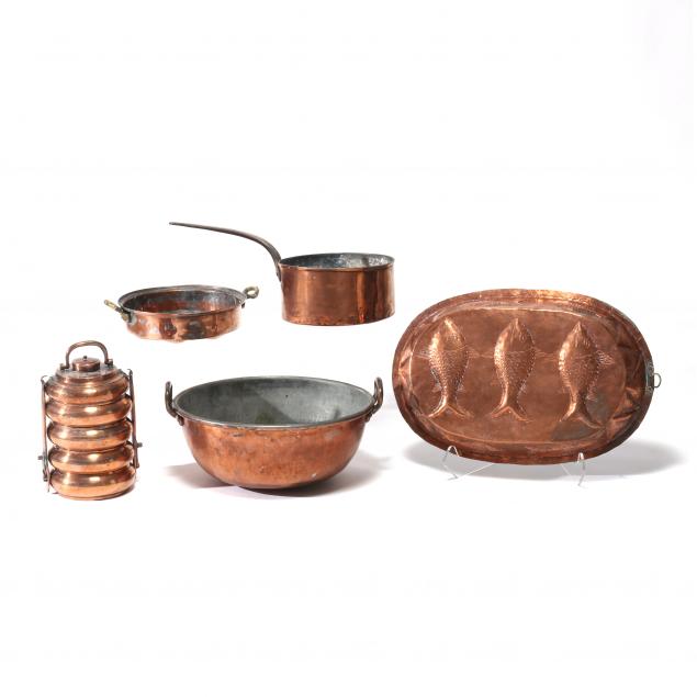 FIVE VINTAGE COPPER ITEMS  The