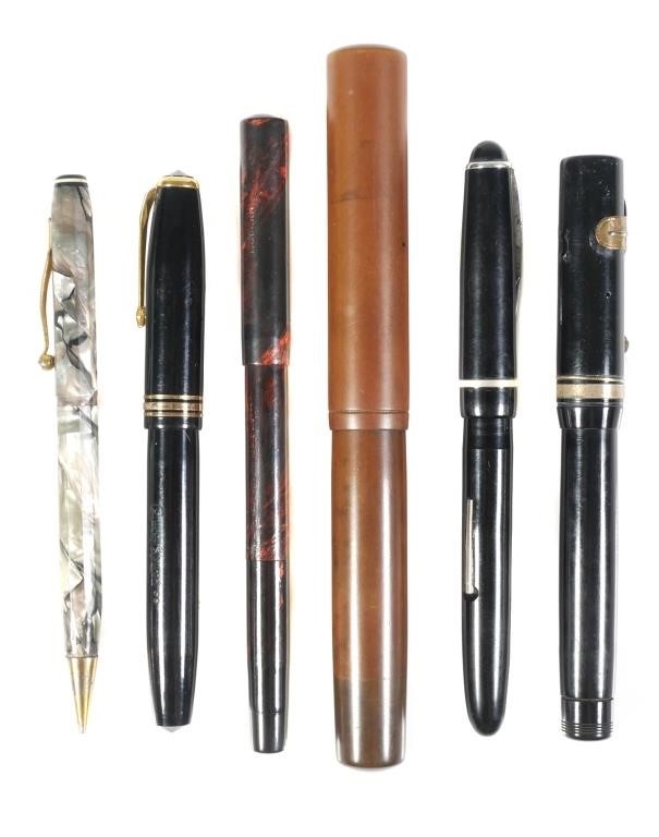 FIVE VINTAGE FOUNTAIN PENS &
