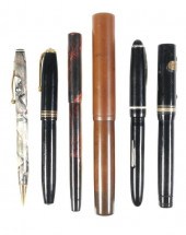 FIVE VINTAGE FOUNTAIN PENS & M