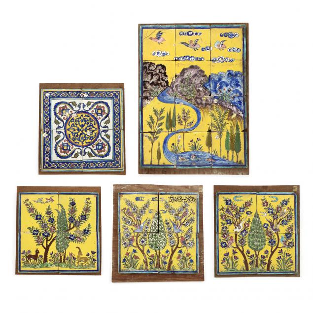 FIVE VINTAGE ITALIAN MAJOLICA FLOOR