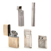 FIVE VINTAGE SILVER AND PLATED