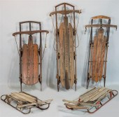 FIVE VINTAGE WOOD SLEDS - RADI