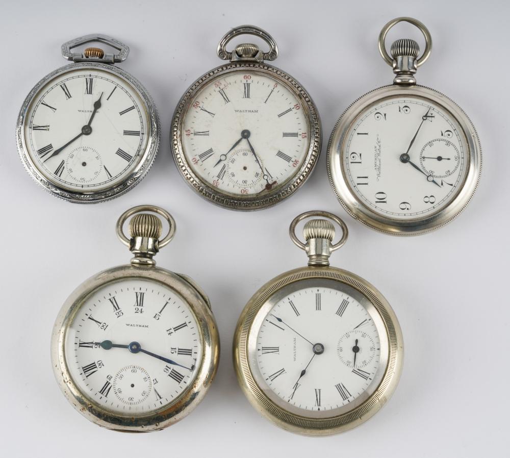 FIVE WALTHAM POCKET WATCHES1: 18s
