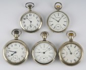 FIVE WALTHAM POCKET WATCHESthe