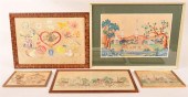 FIVE WATERCOLOR DRAWINGS BY JA