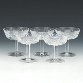 FIVE WATERFORD CRYSTAL CHAMPAG