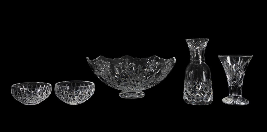 FIVE WATERFORD CRYSTAL TABLE