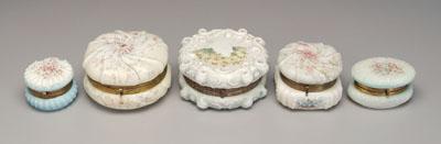 Five Wavecrest lidded boxes: one