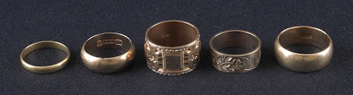 Five wedding bands to include three