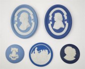 FIVE WEDGWOOD BLUE SOLID JASPE