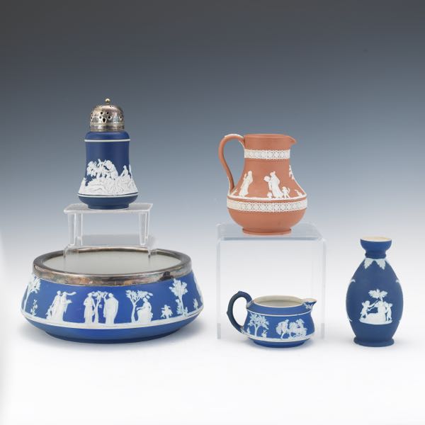 FIVE WEDGWOOD JASPERWARE TABLE