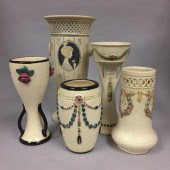 FIVE WELLER ART POTTERY VASES
