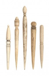 FIVE WHALE IVORY AND WHALEBONE