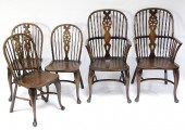 Five wheelback Windsor chairs