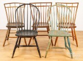 FIVE WINDSOR CHAIRS, CA. 1800F