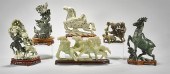 five with stand; Honan jade, b