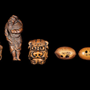 Five Wood Netsukes 19TH CENTURY the