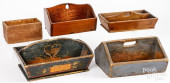 FIVE WOODEN BOXES AND CARRIERS