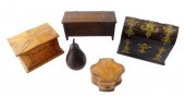FIVE WOODEN BOXES, LATE 19TH/