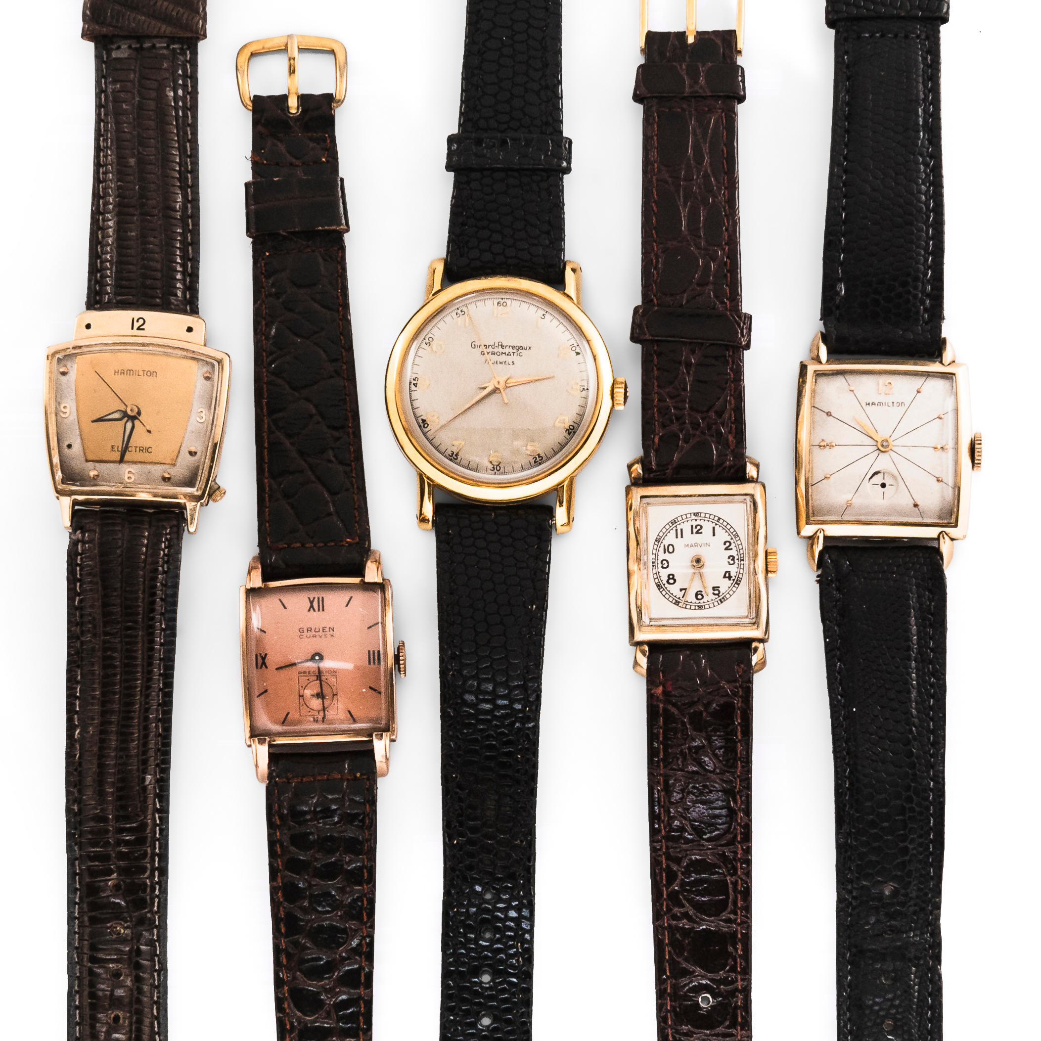 FIVE WRISTWATCHES Gruen Curvex with