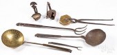 FIVE WROUGHT IRON LONG HANDLED