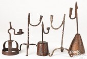 FIVE WROUGHT IRON RUSH LIGHT H