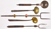 FIVE WROUGHT IRON UTENSILS, 19