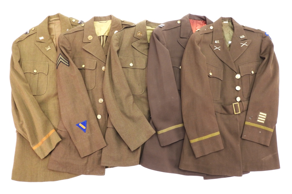 FIVE WWII U.S. TUNICS United