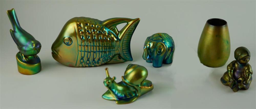 FIVE ZSOLNAY PORCELAIN IRIDESCENT