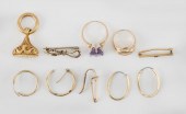 FIVES PIECES OF GOLD JEWELRY A