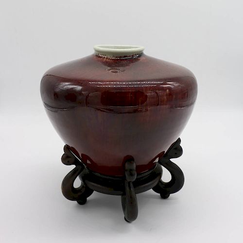 FLAMBE GLAZE VASE WITH STANDThe