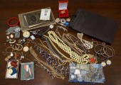 FLAT OF COSTUME JEWELRY, MEDAL