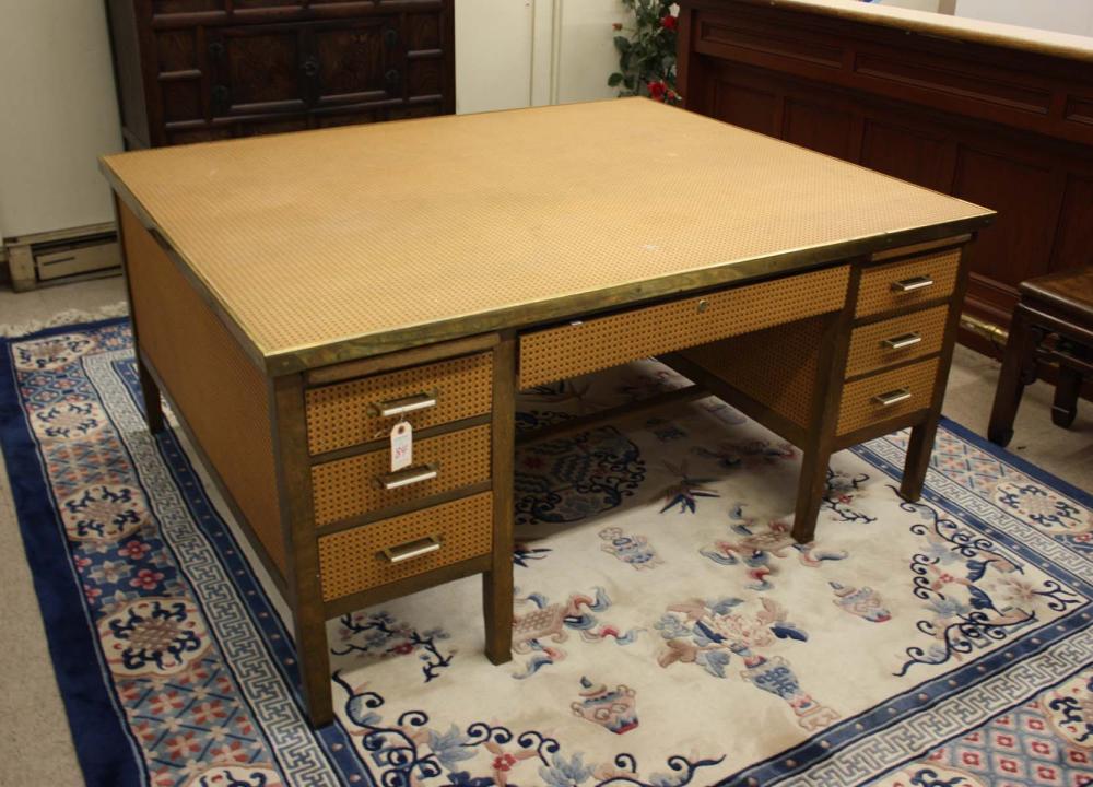 FLAT-TOP OAK PARTNERS' DESK,